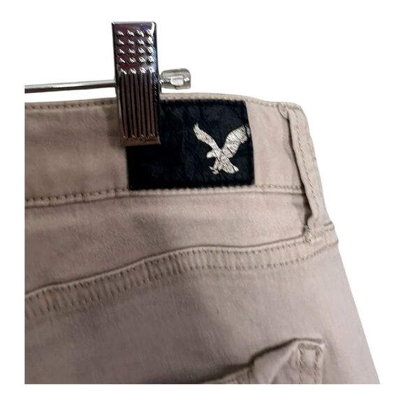 American Eagle Jegging Khaki Jeans Skinny Fit Stretch Tall Size 14 X long - Picture 3 of 7